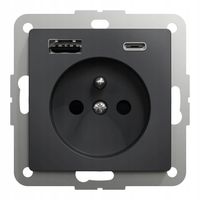 Sedna Design & Elements Gniazdo pojedyncze z ładowarką USB A+C 2,4A Czarny