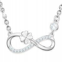 Naszyjnik Srebrny 925 Nieskończoność z Czterolistną Koniczynką i