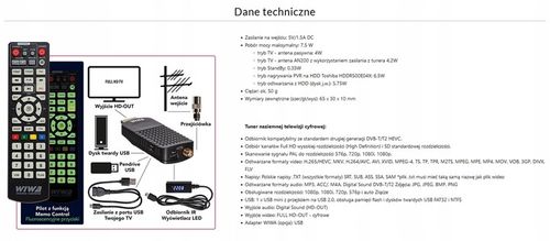 Dekoder Tuner TV Wiwaj DVB-T2 HEVEC MINI LED na Arena.pl