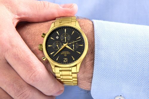 zegarek męski giewont chronograph sapphire złoto czarny gw6310-b4 na Arena.pl