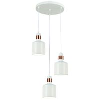 Wisząca LAMPA loftowa RESTENZA PND-2439-3-WH Italux metalowa OPRAWA ażurowy ZWIS kaskada tuby białe miedziane