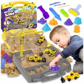 ZESTAW KONSTRUKCYJNY PIASEK KINETYCZNY DŹWIG POJAZDY BUDOWLANE DLA DZIECI