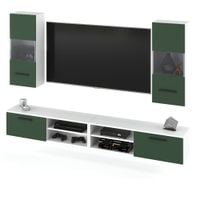 Meblościanka Młodzieżowa Blande Szafka Rtv 240cm Biała Butelkowa Zieleń