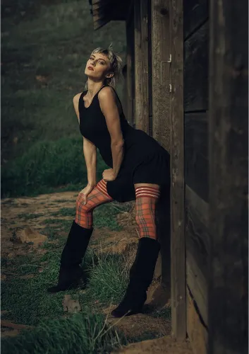 kixies grace pończochy do uda czerwone kratka, antypoślizgowe na Arena.pl