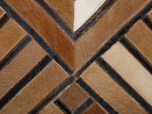 Dywan patchwork skórzany 140 x 200 cm brązowy TEKIR na Arena.pl