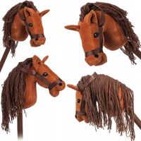GŁOWA KONIA NA KIJU HOBBY HORSE DŹWIĘK PLUSZOWY brązowa