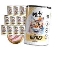 MOKRA KARMA DLA KOTA TufTuf  Puszka mielonka z indykiem ZESTAW 12x400g