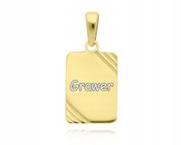 Złota zawieszka 585 blaszka + grawer wisiorek męski