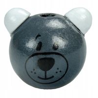 Drewniana główka MIŚ misie buzia 24mm szary