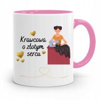Kubek Różowy Dla Krawca Krawcowej O Złotym Sercu Z Nadrukiem Ze Zdjęciem