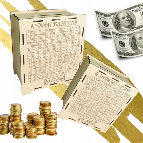 Skarbonka wykreślana wyzwanie tracker oszczędzanie prezent grawer na Arena.pl