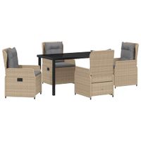 Zestaw do jadalni w ogrodzie 5 pcs Beżowy polirattan