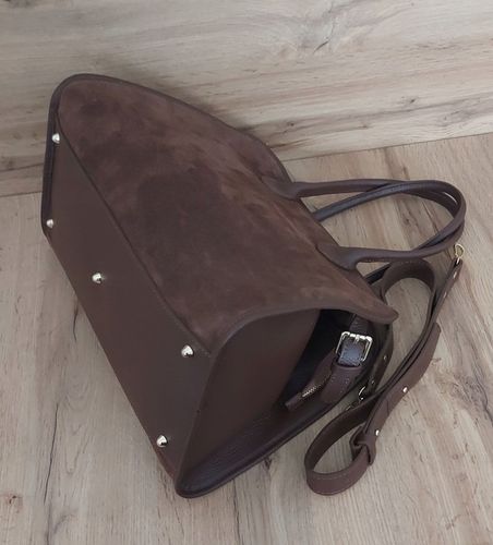 Duży włoski kufer Vera Pelle skórzana pojemna torba A4 Brąz na Arena.pl