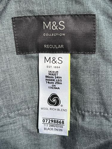 Marks&Spencer Spodnie Męskie Wygodne Stylowe Eleganckie Czarne 34/29 na Arena.pl