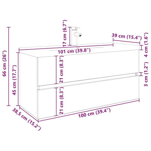Szafka pod umywalkę z wbudowaną umywalką i baterią dąb artisan na Arena.pl