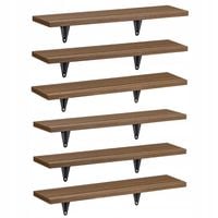 6x półka wisząca ścienna komplet 43 cm MDF kolor orzechowy na książki loft