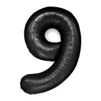 Balon foliowy cyfra 9 czarna,  100 cm