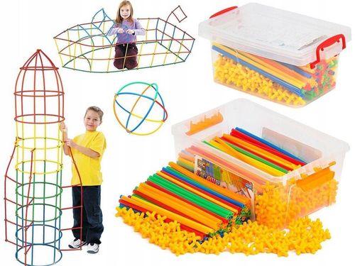 Klocki Konstrukcyjne Słomki Patyczki do Budowania Zestaw XL 800 elementów na Arena.pl