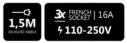 Gniazdo blatowe rozsuwane wpuszczane do blatu mediaport 230v SPS-S33B zdjęcie 2