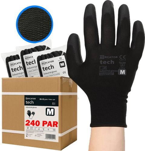 rękawice robocze mercator tech black+black pu - m - 240 par na Arena.pl
