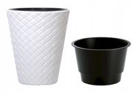 Doniczka pleciona Matuba DBMT400 z wkładem | Biały, Kształt Okrągły, Wymiary 39x48 cm, Kolor Biały, Prosperplast