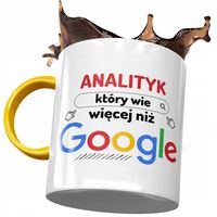 Kubek Żółty Dla Analityka Wie Więcej Niż Google Z Nadrukiem Ze Zdjęciem