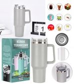 KUBEK TERMICZNY TERMOS ZE SŁOMKĄ STAL NIERDZEWNA MEGA DUŻY XXL 1200 ML