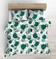 Pościel z kory 160x200 szmaragdowa biała geometria