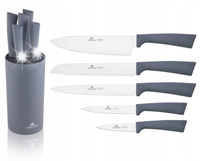 GERLACH KOMPLET ZESTAW 5 NOŻY KUCHENNYCH W BLOKU SMART GREY OSTRE