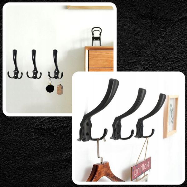 Wieszak 5Szt Na Ubrania Klucze Przedpokój Ścienny Loft Haczyki Czarny zdjęcie 10