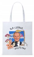 Donald Tusk Platforma Torba Eco Biała Shopper Z Nadrukiem Ze Zdjęciem