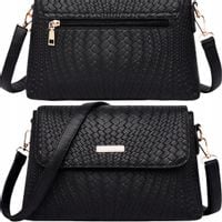 Torebka Damska Czarna Listonoszka Skórzana Na Ramię Kuferek Kopertówka