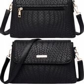 Torebka Damska Czarna Listonoszka Skórzana Na Ramię Kuferek Kopertówka