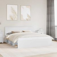 Ramka łóżka Biały 200 x 200 cm Materiał drewnopochodny