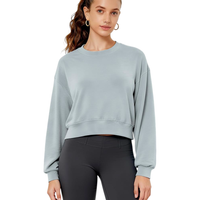 Damski Crop Top Bluzka z Długim Rękawem Oversized Casual Wygodny Szary M
