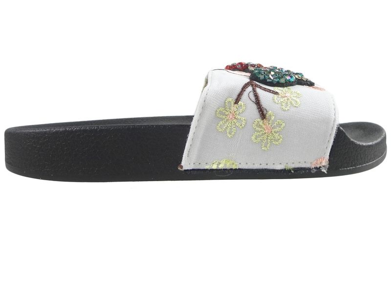 Białe klapki z cyrkoniami i gumowa podeszwą 39 zdjęcie 1