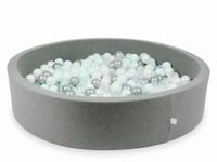 Suchy basen szary 130x30 z piłeczkami 600 sztuk (przezroczyste, perłowe, srebrne, jasnomiętowe)