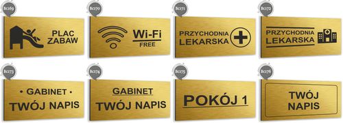 Tabliczka NADRUK UV oznaczenie TOALETA DAMSKA dibond informacyjna ZŁOTA na Arena.pl