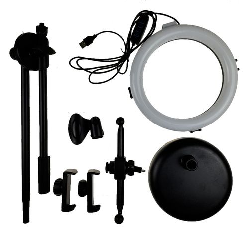 Lampa pierścieniowa LED uchwytami do telefonu i mikrofonu KA-LINE R-123 na Arena.pl