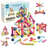 klocki magnetyczne konstrukcyjne dla dzieci zestaw edukacyjny 64 el.