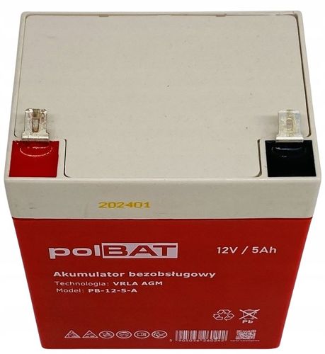 AKUMULATOR VRLA AGM 12V 5Ah POLSKA MARKA BEZOBSŁUGOWY (wymiar 4.5Ah) UPS na Arena.pl