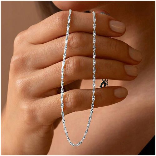 SREBRNY ŁAŃCUSZEK DAMSKI SINGAPUR SKRĘCANY 50cm ŁAŃCUSZEK SREBRO PRÓBA 925 na Arena.pl