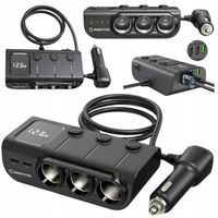 ROZDZIELACZ GNIAZDA ZAPALNICZKI Ładowarka Rozgałęźnik 12-24v PD USB QC 120W