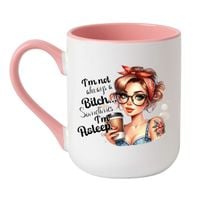 KUBEK "I'M NOT ALWAYS BITCH. SOMETIMES I'M ASLEEP" Wzór - Elegant Biało-Różowy 330 ml