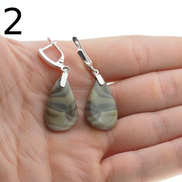 Kolczyki z Krzemieniem Pasiastym - łezki w srebrze 2 zdjęcie 3