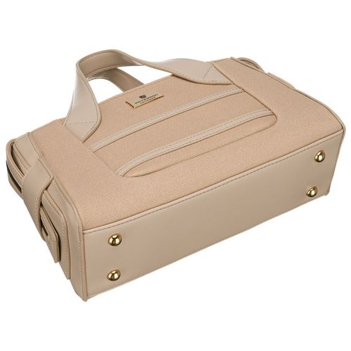 elegancka, beżowa torebka damska wykonana z materiału syntetycznego na Arena.pl