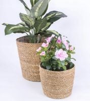 Osłonka na kwiaty pleciona TRAWA MORSKA Moroccan FOLIA W ŚRODKU 24cm