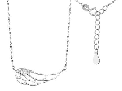 Rodowany srebrny naszyjnik gwiazd celebrytka skrzydło anioła wings cyrkonie srebro 925 Z1438N