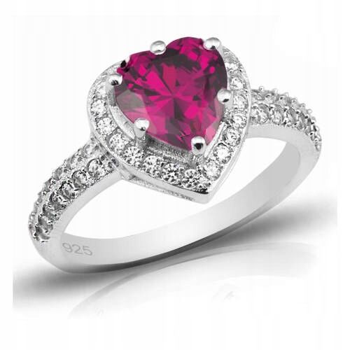 Pierścionek Srebrny z Rubinowym Sercem zdjęcie 3