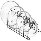 Stojak Pokrywki Talerze Organizer Kuchenny Czarny Metal do Szafki Szuflady